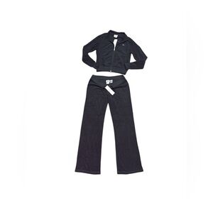 vintage but NWT LACOSTE Women's Black  terry Tracksuit Set 40 usa m alligator